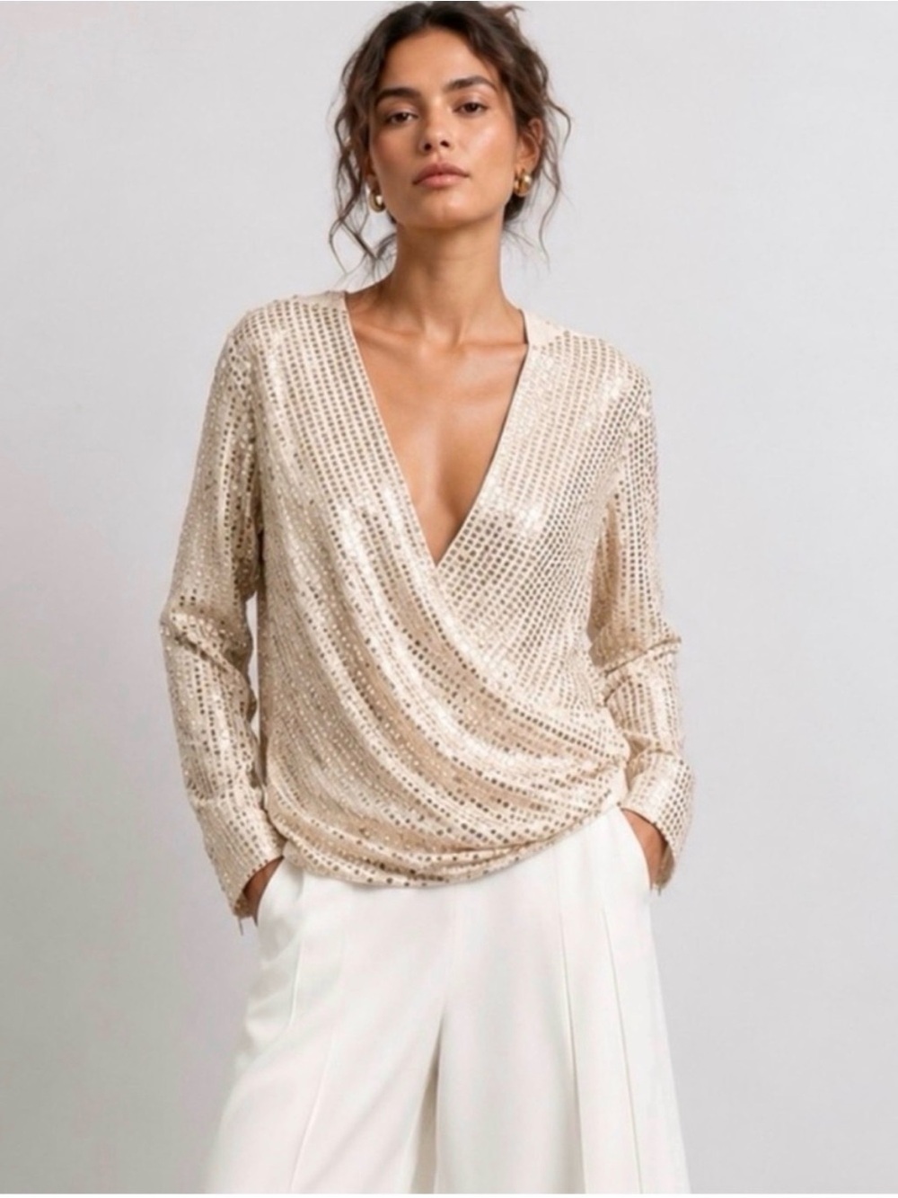 ZARA Gold Sequin Wrap Blouse Top NWT❗️Ref: 3229/869 NWT